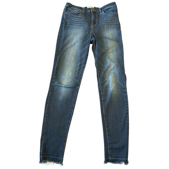 William Rast Junior Sculpted High Rise Skinny Jeans Size 28 Dark Wash Frayed Hem - Picture 1 of 9